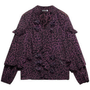 Mint Velvet Burgundy Leopard Print Cape Blouse